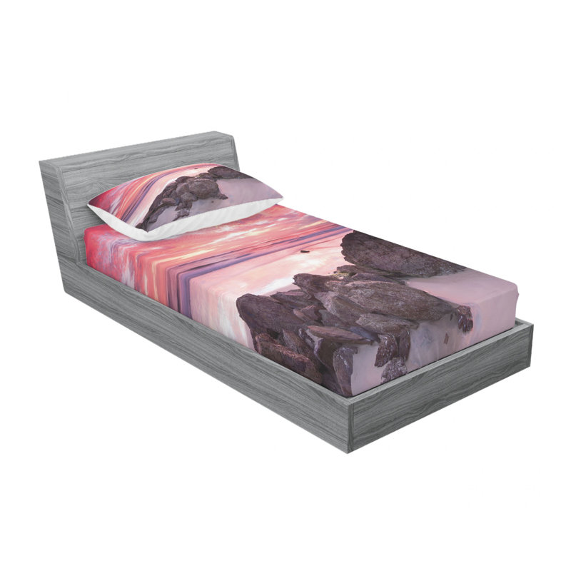 Ensemble de draps géométriques australiens avec roches, Ensemble de draps pour lit simple avec drap-housse