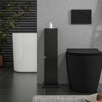 Toilet Paper Cabinet, Small Bathroom Corner Floor Cabinet With Doors And Shelves, Thin Storage Bathroom Organizer For Paper Shampoo
