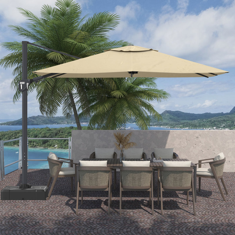 Parasol carré en porte-à-faux 11 pi beige (sans base de parasol)
