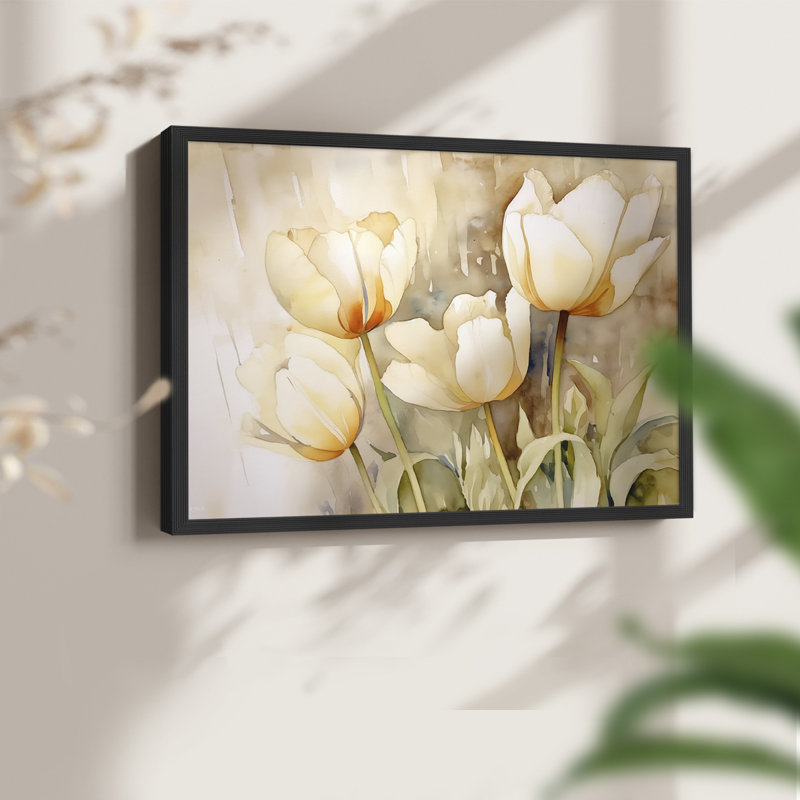 Série florale - CLX - reproduction encadrée - réarmable, 22" H x 28" W, Noir, noir, noir, noir