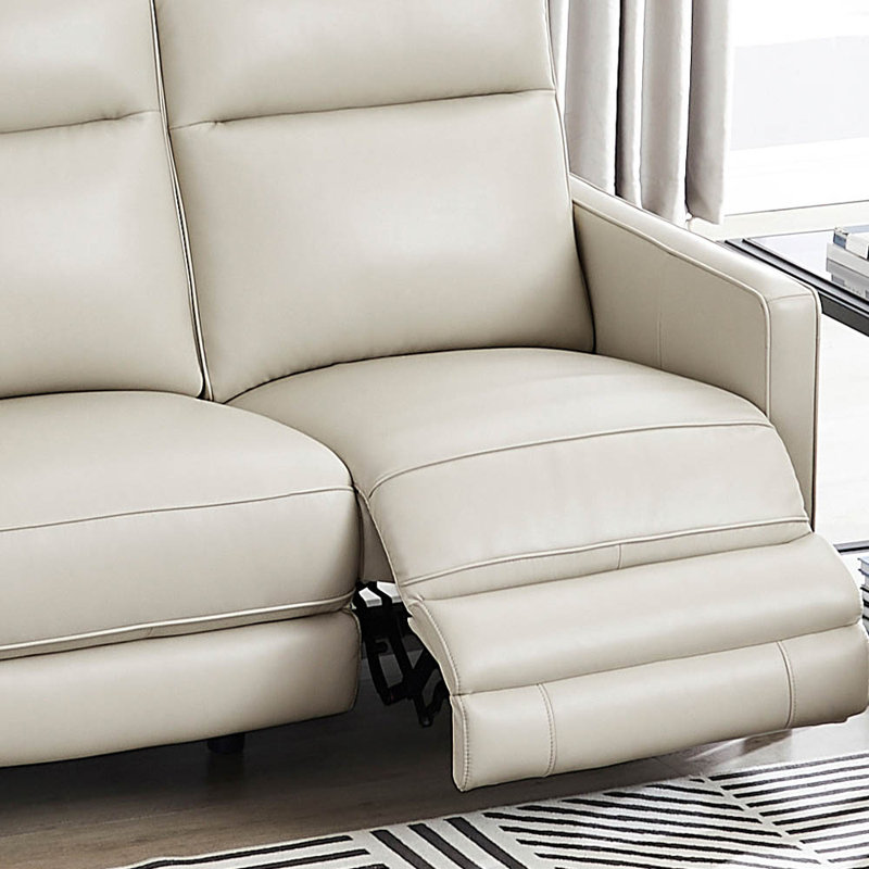 Canapé inclinable en cuir véritable P3 de 83 po Ashby, Cuir véritable blanc