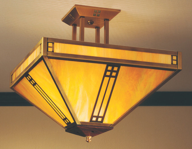 Pocola Glass Semi Flush Mount, 17.5" H x 18.13" W, Antique Brass, Gold White Iridescent