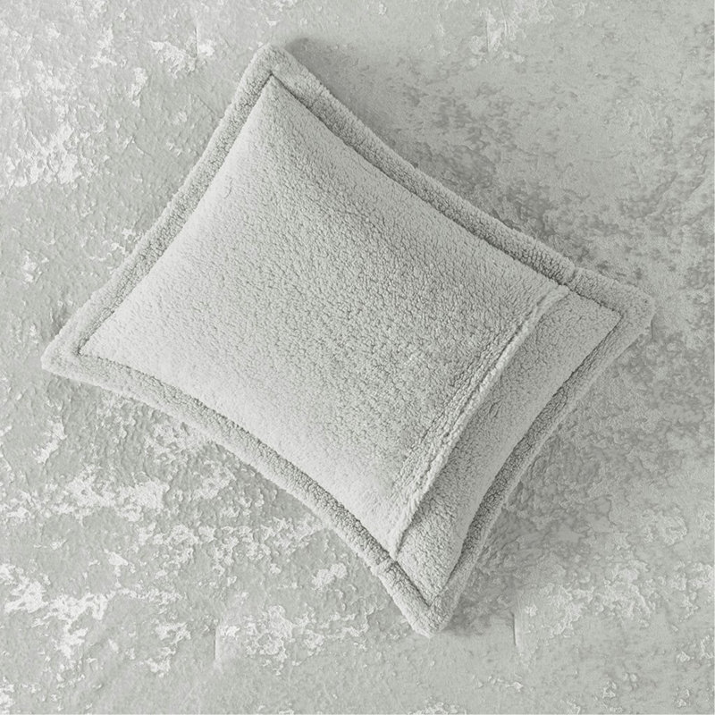 Ensemble d'édredon réversible en velours écrasé sherpa, Gris, Édredon simple + 1 taie décorative