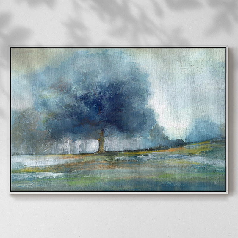 Arbre fantaisie - reproduction sur toile avec cadre flottant, H 25 po x l 37 po x P 2 po, Blanc