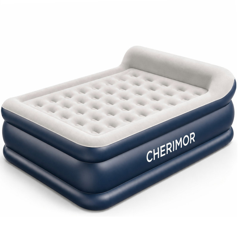 Matelas gonflable CHEIMOR 52 cm (20,5 po) Queen, pompe électrique intégrée, sac de transport inclus, chambre simple, usage intérieur/extérieur, capacité de 363 kg (800 lb), bleu