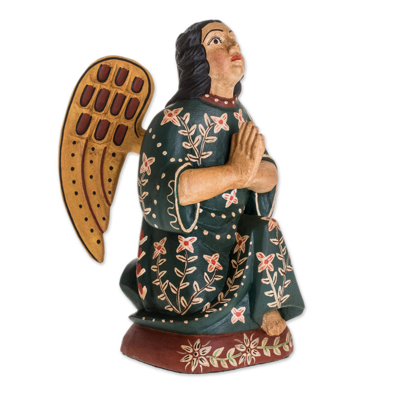 Figurine en bois fait main ange Dhyana