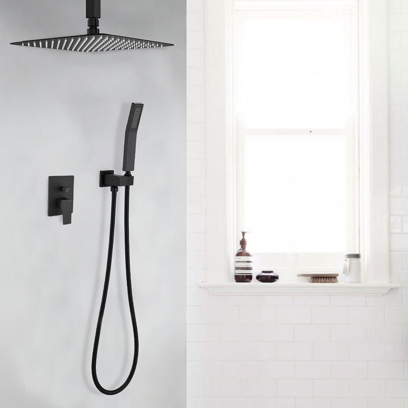 Complete Shower System with Rough in-Valve, Black