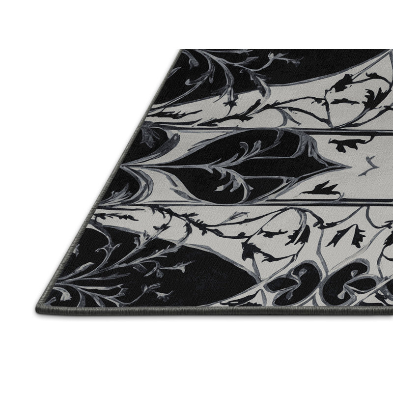 Obsidian Scroll Rug, Square 5'