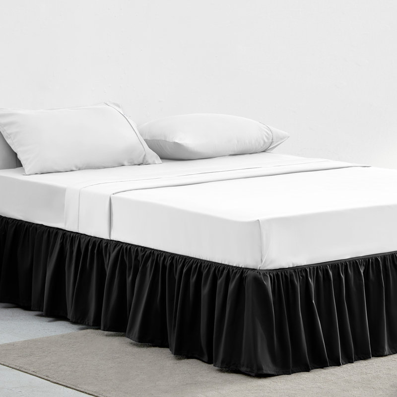 Ruffled Bed Skirt, Black, Twin