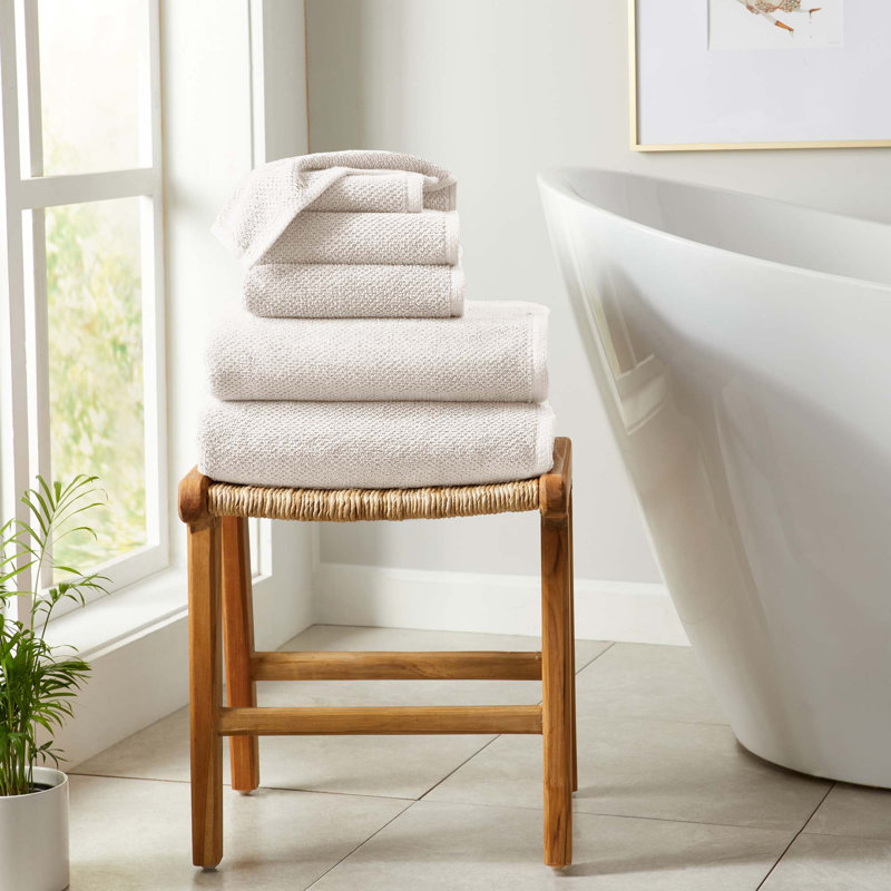 Drap de bain 100% coton texturé, Ivoire ivoire, Ensemble 6 pièces