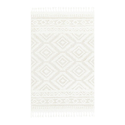 Tapis ivoire en polyester tissé à la machine Jennylynn