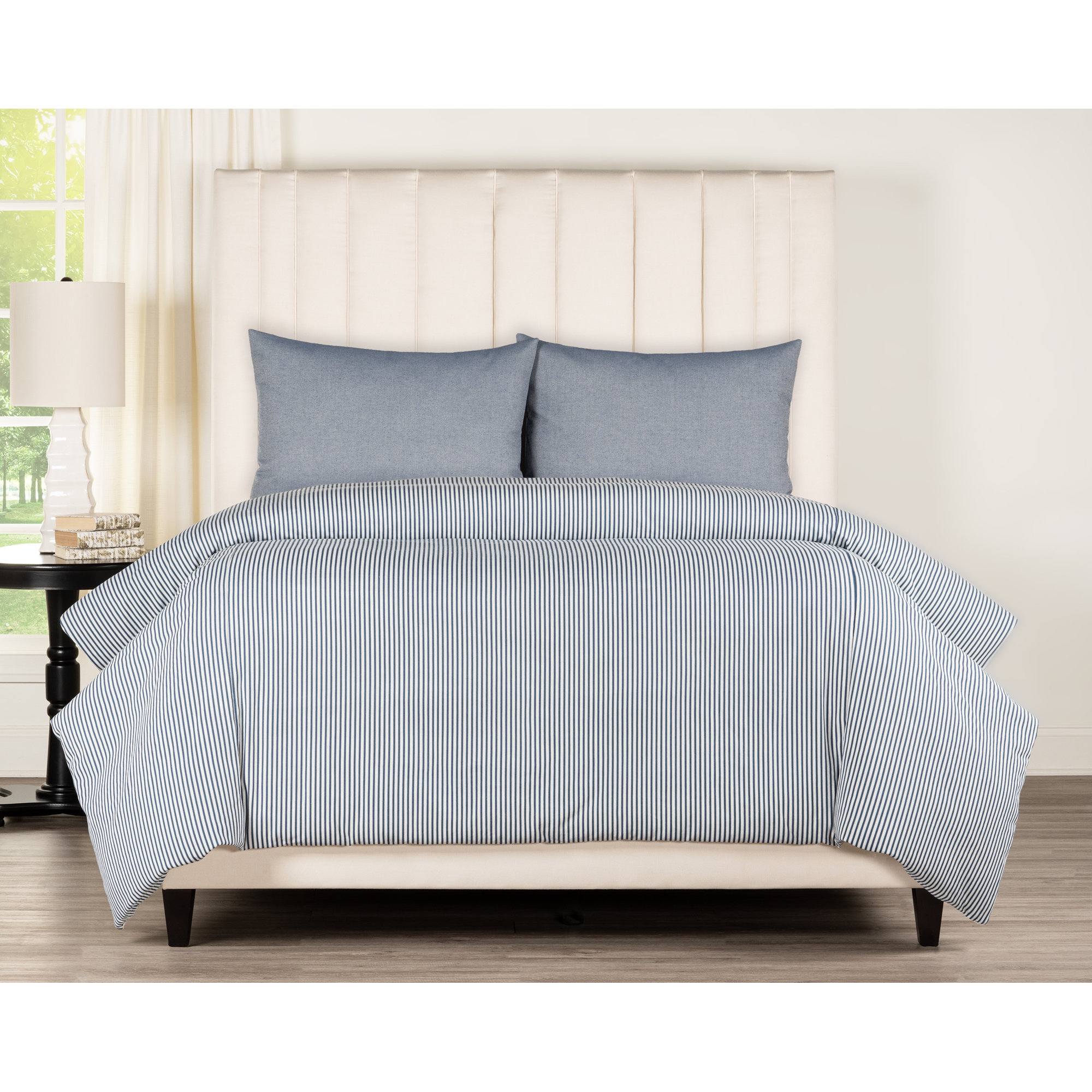Birch Lane Polo Stripe Jungle Duvet Cover Set, Full Duvet Cover + 2 Standard Shams, Blue