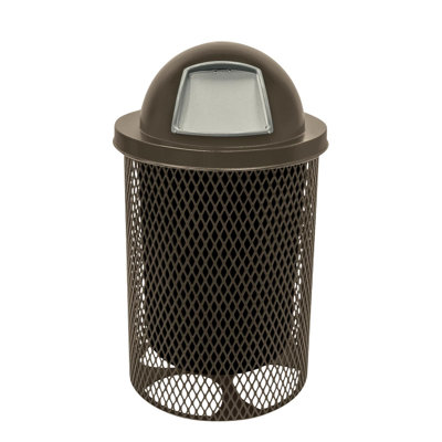Coated Outdoor Furniture 32-Gal Trash Can, Textured Brown, Dome Lid