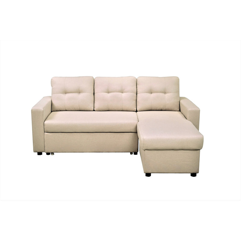 Canapé-lit modulaire convertible en L, Polyester beige