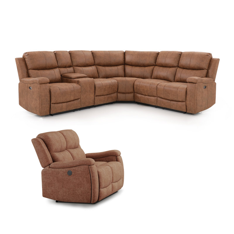 Hunstant 2-Piece Power Reclining Corner Sectional Sofa And Loveseat Set With Cupholder & Storage 