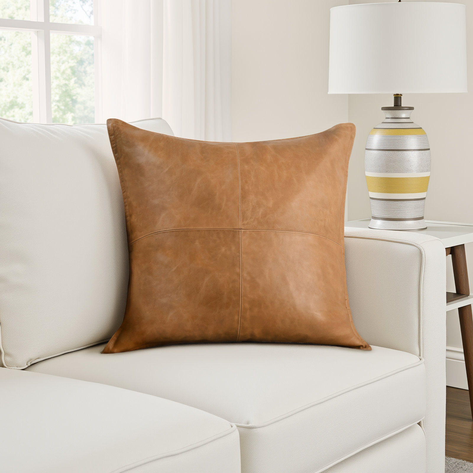 Cutler Throw Pillow, Square 22", Chestnut Brown