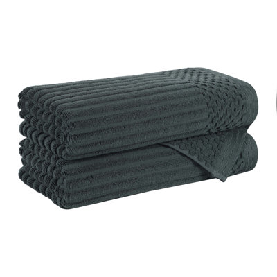 Ruvins Cotton Highly Absorbent Solid and Checkered Border Bath Towel Set