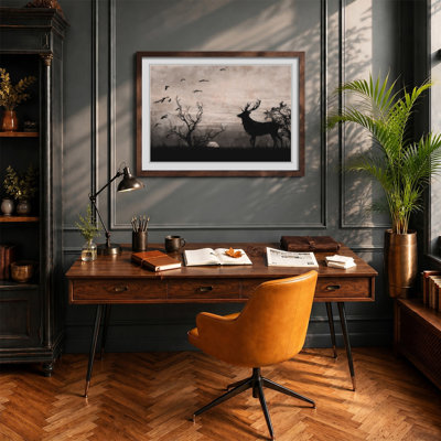 Stag Deer with Birds - Framed Print