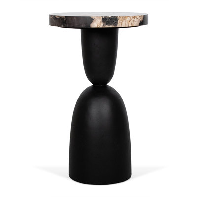 Marguis Hand-Polished Solid Wood Accent Table with Hourglass Petrified Wood Top 