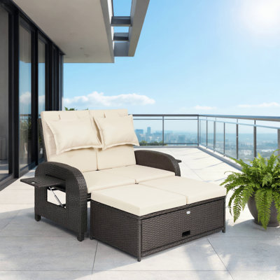 Foldable Indoor Sofabeds,Landscape Outdoor Resting Pieces,Patio Lounge Seats,Covered With Plain Beige Fabric