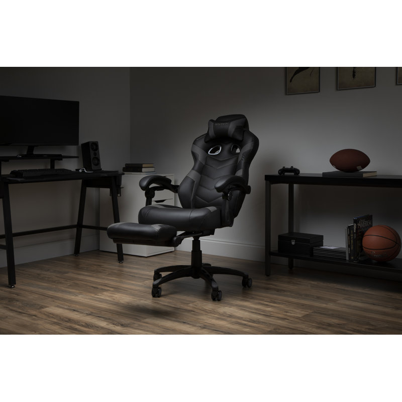 Gray Ergonomic Reclining Gaming Chair with Footrest and Armrests
