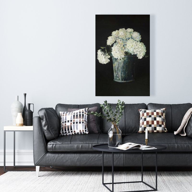 White Hydrangea Flowers - Bedroom Farmhouse Canvas Decor