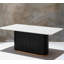 Table de salle à manger 69 pouces rectangulaire en faux marbre, base en métal noir Wave avec garniture dorée, sièges 4-6 pour la cuisine et la salle à manger