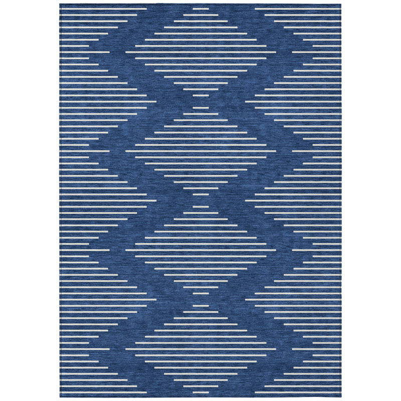 Velina Blue Washable Indoor-Outdoor Rug - , 2'6" x 3'10"