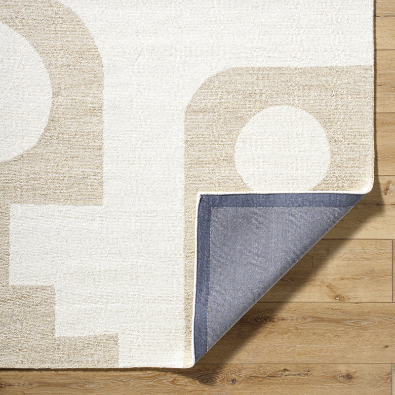 Rectangle Kardelen Wool Area Rug with Non-Slip Backing, Rectangle 5'7" x 6'