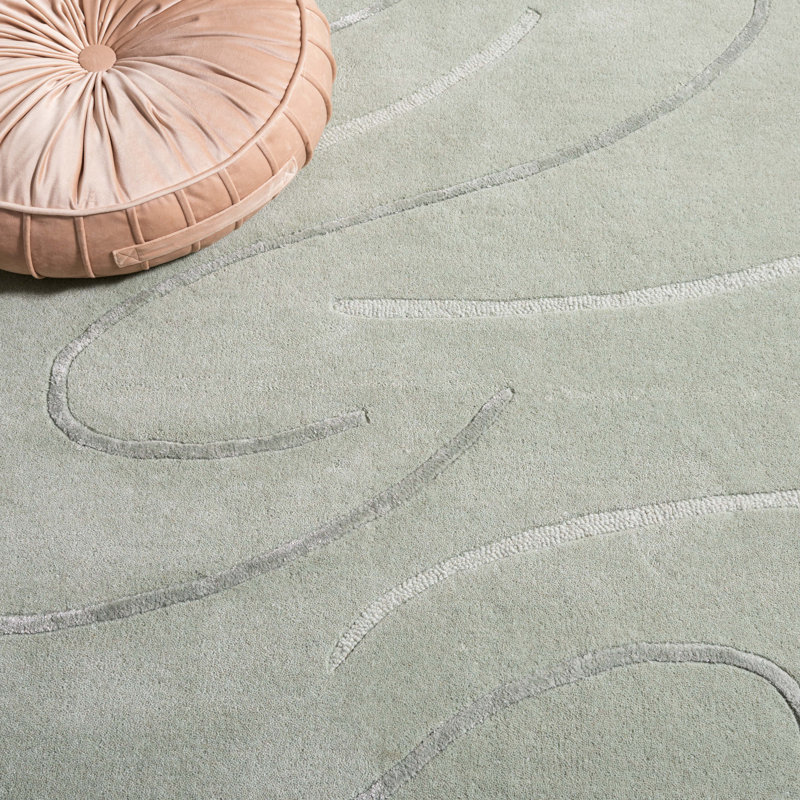 Tapis de couleur unie en laine touffeté à la main en viscose, Nouveauté 5 pi x 8 pi
