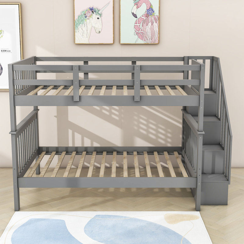 Dilayla Kids Full Over Full Bunk Bed, Gray