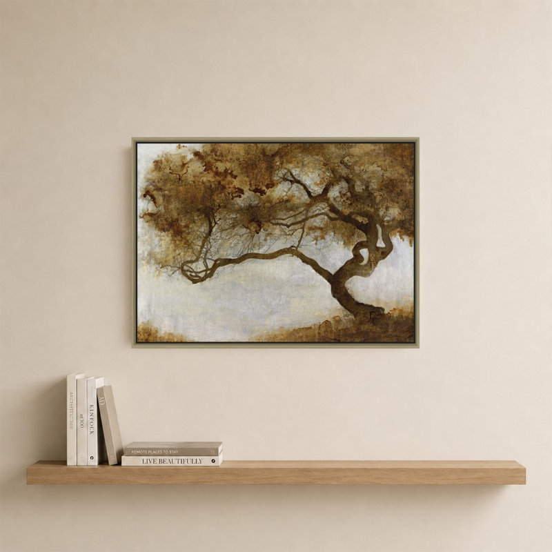 «One Tree» par Carney - Impression sur toile, 24" H x 34" W, Champagne