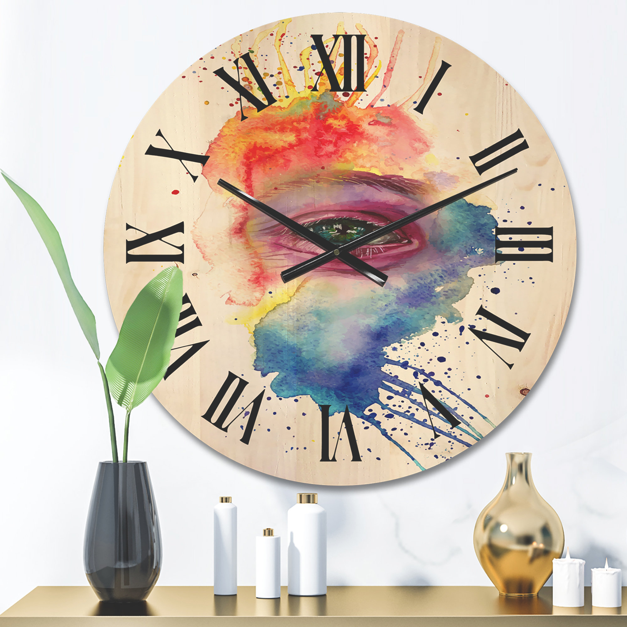 East Urban Home Detail of Eye In Multi-Colored Face Portrait - Bohemian ...