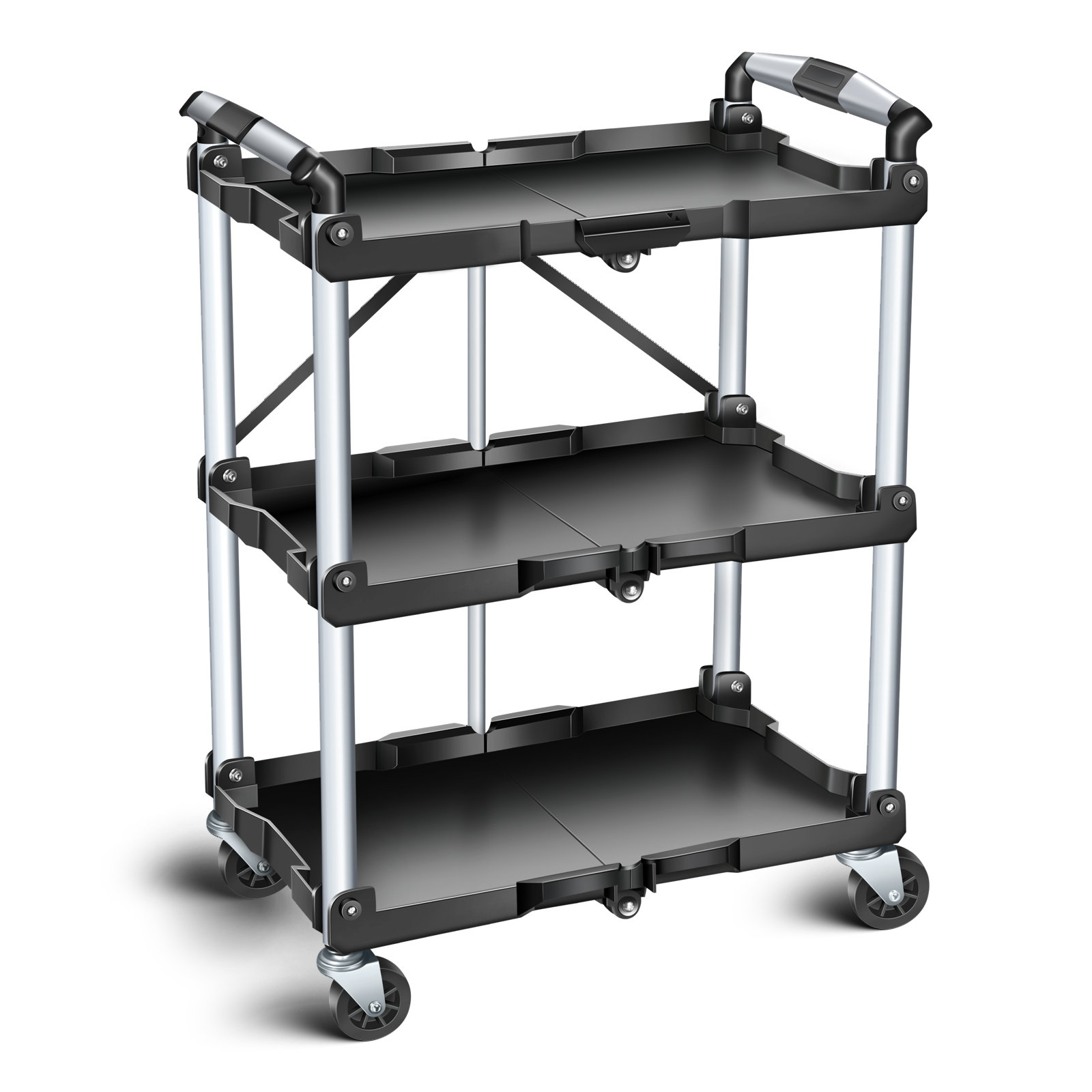 Aazon.co: Towallark Portable Folding Service Cart, 3 Tier Folding Utility Cart, Collapsible - View #10