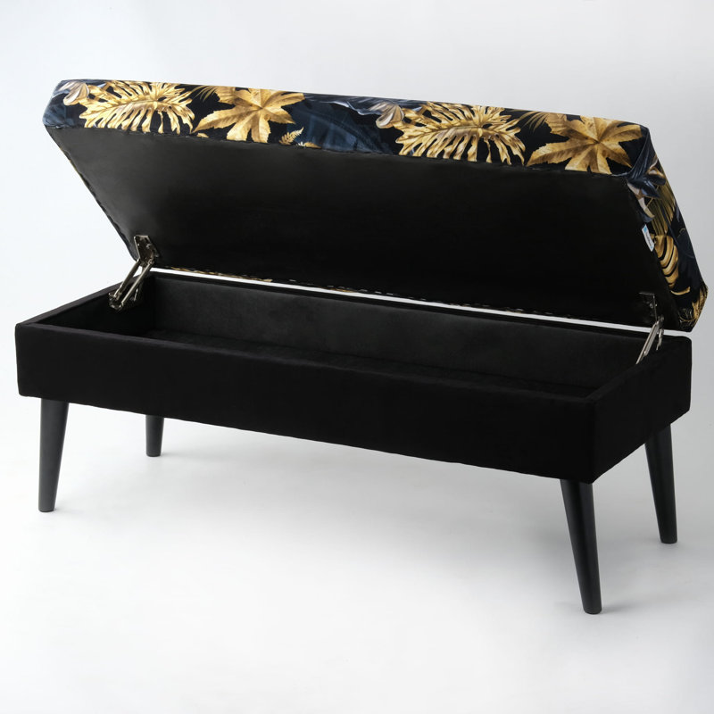 Broadalbin Velvet Upholstered Storage Bench, H49 x W100 x D40cm