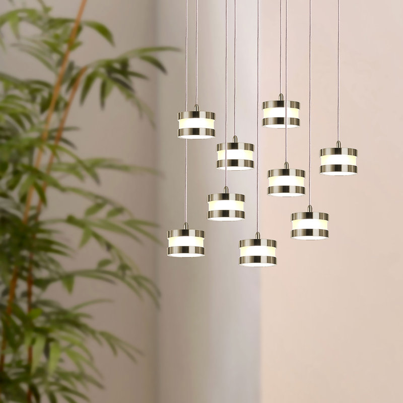Karter 9 - Light Cluster Pendant, Brushed Brass