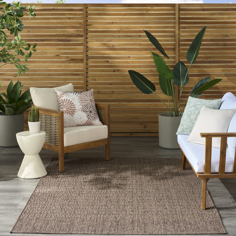 Tulum Striped Indoor/Outdoor Area Rug, Rectangle 4' x 6', Brown