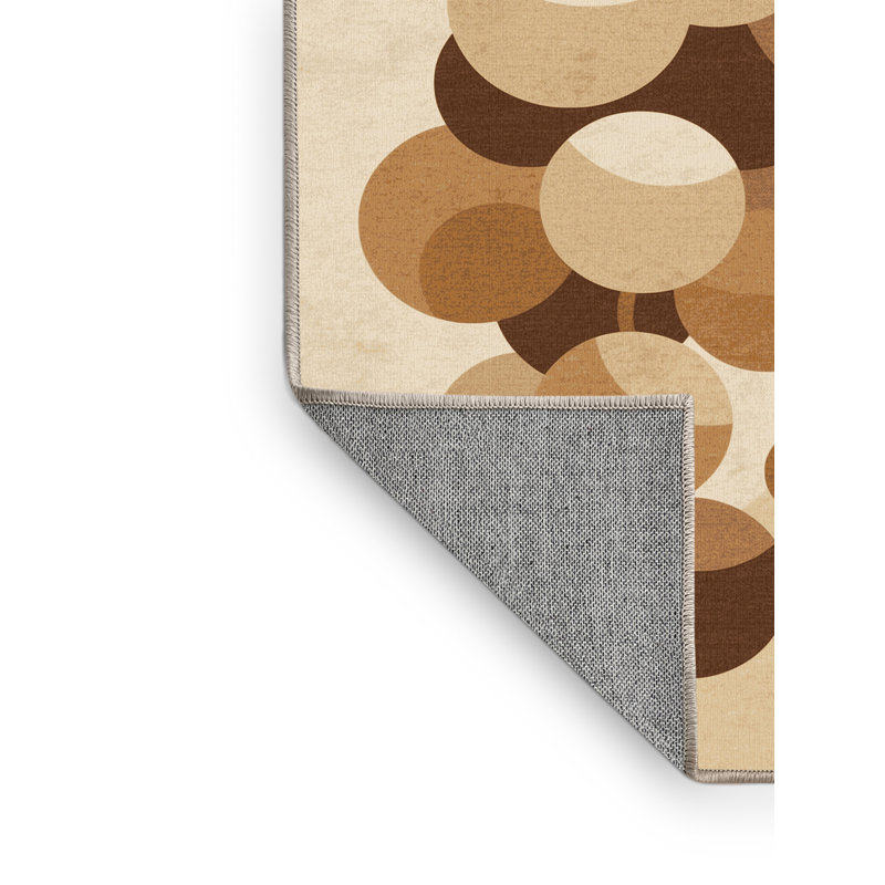 Machine Washable Olney Grapes Posh & Luxe Rug in Beige – Beige Binding, 3x5