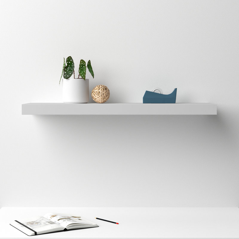 Tablette flottante en bois manufacturé Sherice, Blanc, H 1,97 po x l 36,23 po x P 10,24 po