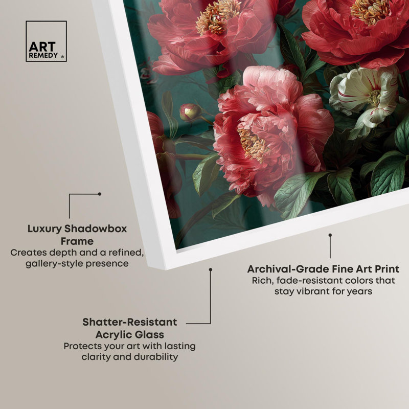 Pivoine opulence rose, H 11 po x l 16 po, Blanc