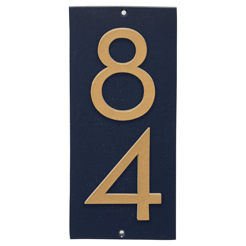 Plaque murale rectangulaire verticale flottante 6 po, Oui, Marine / doré