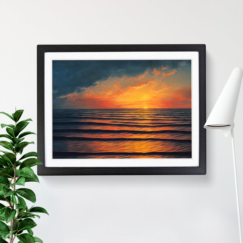 XH1022-8621X Sunset Seascape Vol.3 - Single Picture Frame Print, 46cm H x 64cm W, Black