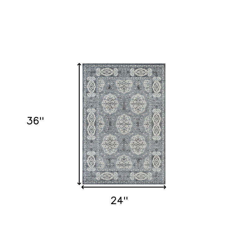 2' X 3' Blue Medallion Power Loom Area Rug