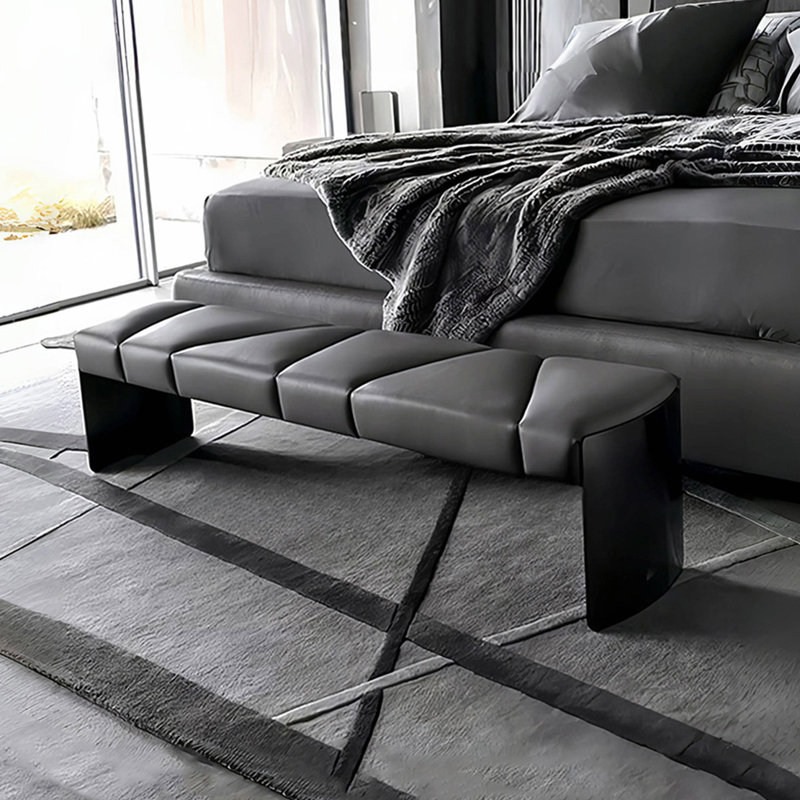 Banc rembourré en cuir véritable Juilliard, H 16,53 po x l 70,86 po x P 15,74 po
