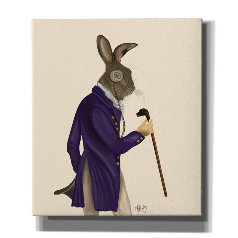 «Hare In Purple Coat» par Fab Funky, art mural sur toile, H 30 po x l 26 po x P 1,5 po