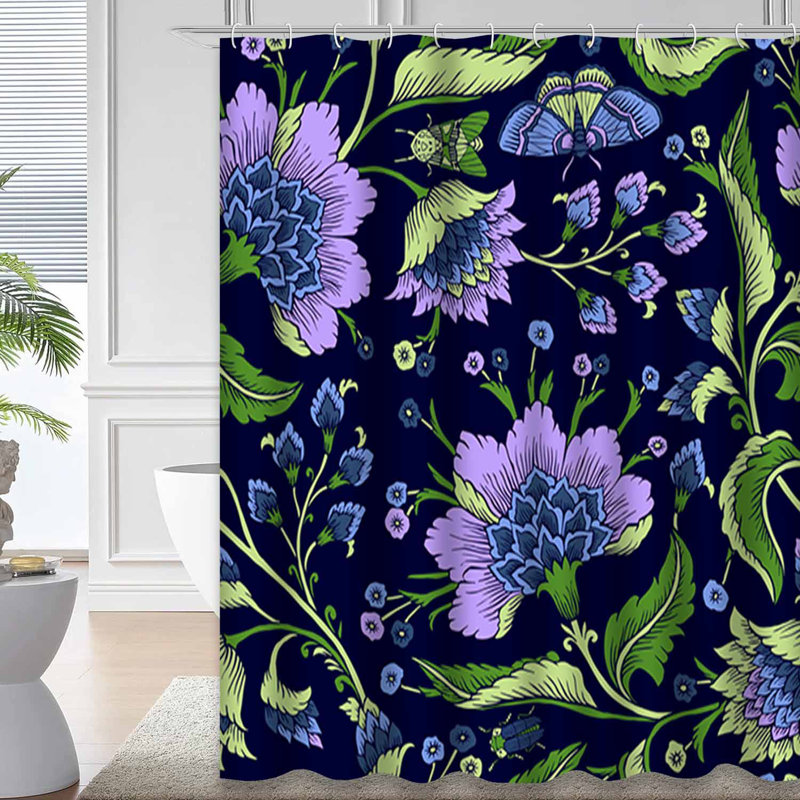 Rideau de douche imperméable BatikBloom, L 72 po x l 78 po