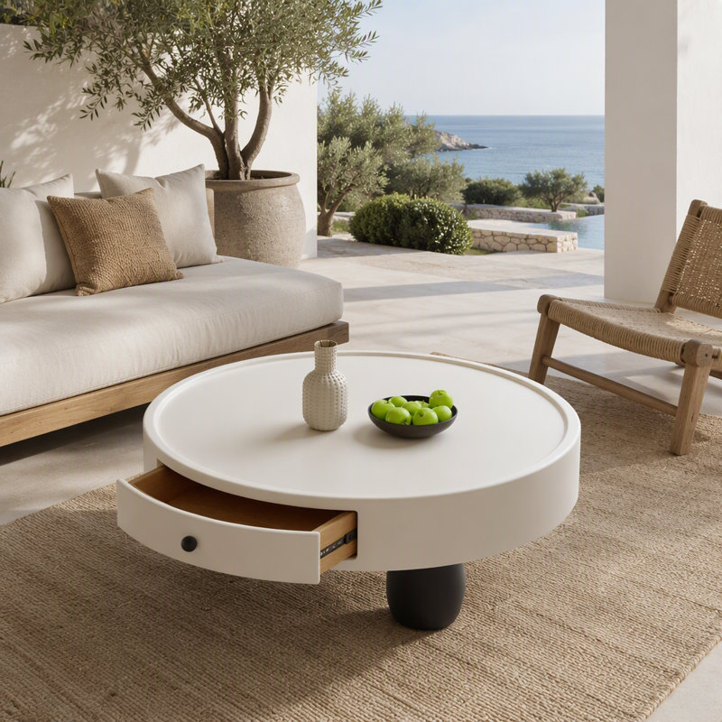 Wood Coffee Table with Storage Drawers