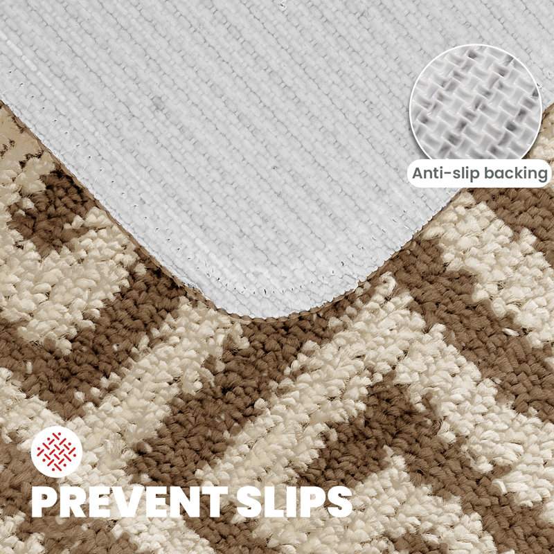 Akinori Polypropylene Plastic Non-Slip Bath Mat, Latte