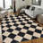 Machine Washable Easy Jute Area Rugs for Living Room Bedroom Distressed Checkered Office Carpet High Traffic Entryway Rug Non Slip Backing Trellis Farmhouse Floor Cover-347586431
