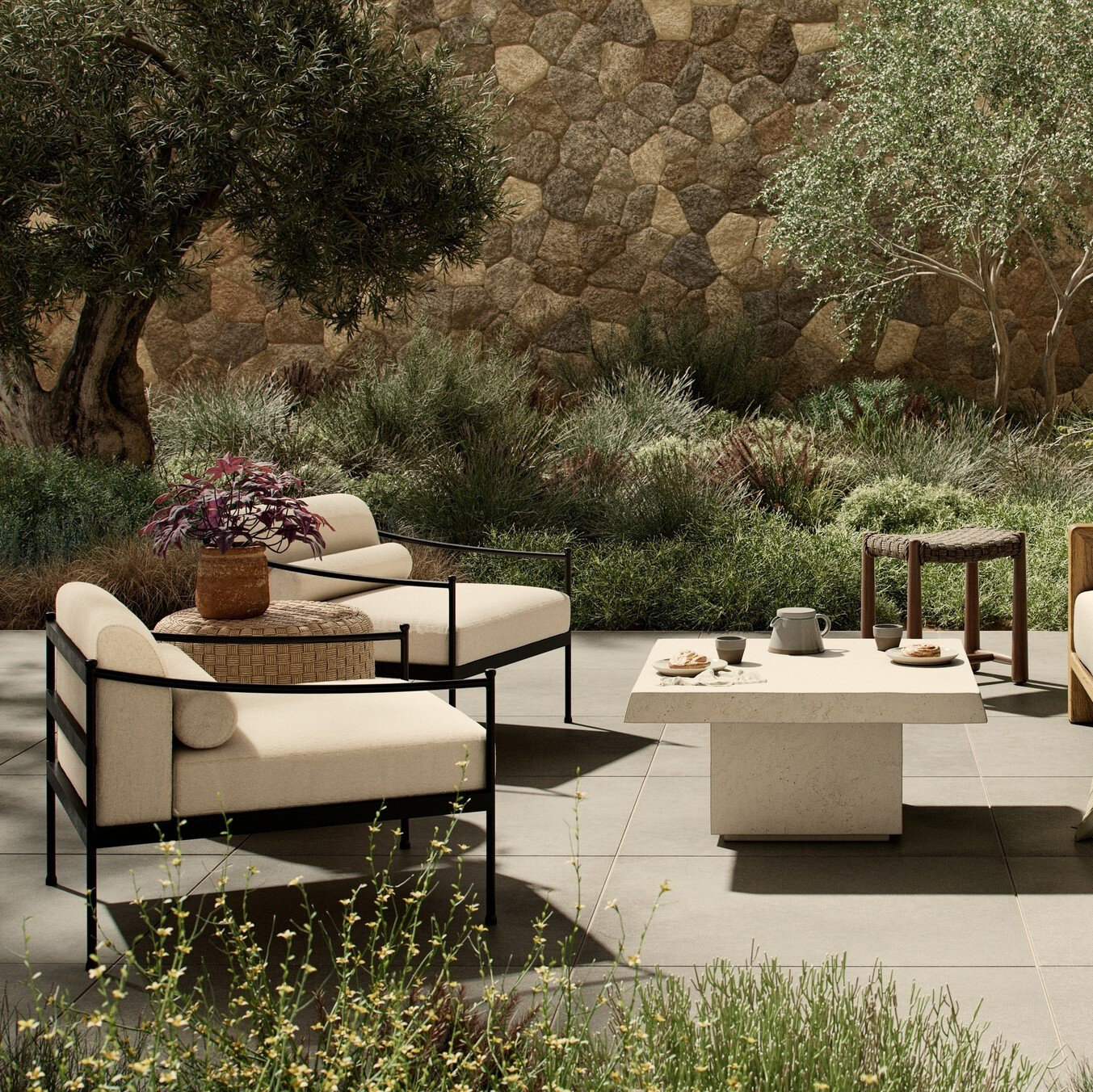 Granger Patio Lounge Chair, Cream